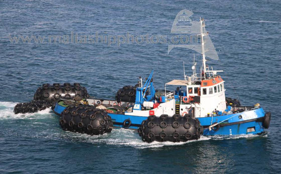 Ποιότητα 50KPA διογκώσιμη επιπλέουσα βάρκα κιγκλιδωμάτων μεγέθους D2.5*L4 θαλάσσια πνευματική λαστιχένια εργοστάσιο